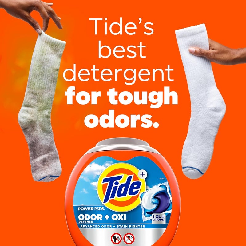 Tide دفاع ضد الروائح + أكسيد منظف الغسيل، رائحة أصلية، 57 قطعة، مقاتل متقدم ضد الروائح + البقع (عبوة من 2) - Image 3